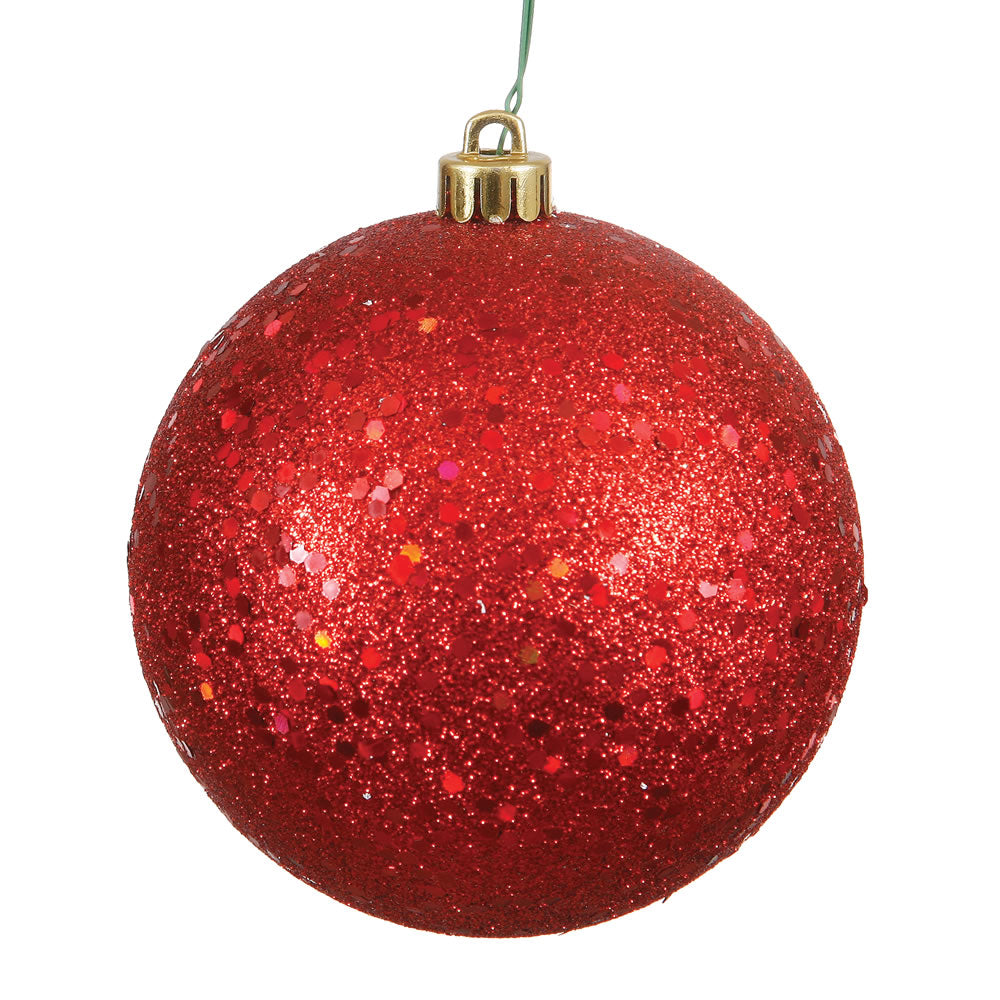 Vickerman 4.75" Red Sequin Ball Ornament 4 per Bag