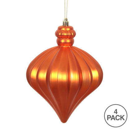 Vickerman 6" Burnished Orange Matte Onion Drop Christmas Ornament 4 per Bag