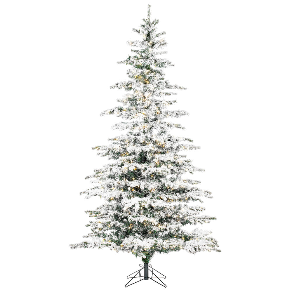 Vickerman 10' Flocked Sierra Fir Artificial Christmas Tree Pure White Single Mold LED lights