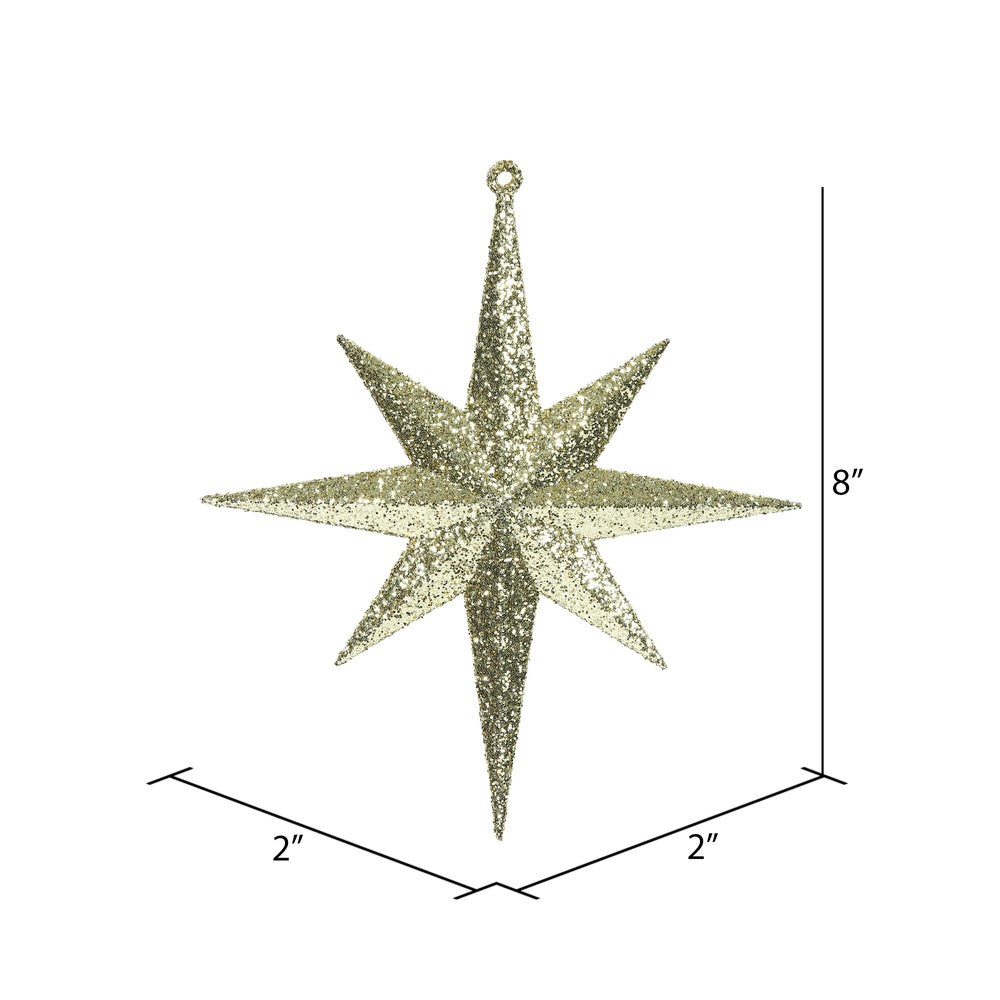 Vickerman 8" Gold Iridescent Glitter Bethlehem Star Christmas Ornament 4 per Box