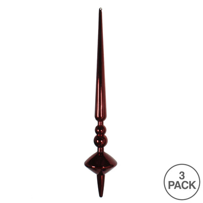 Vickerman 12" Burgundy Shiny Cupola Finial Ornament Pack of 3