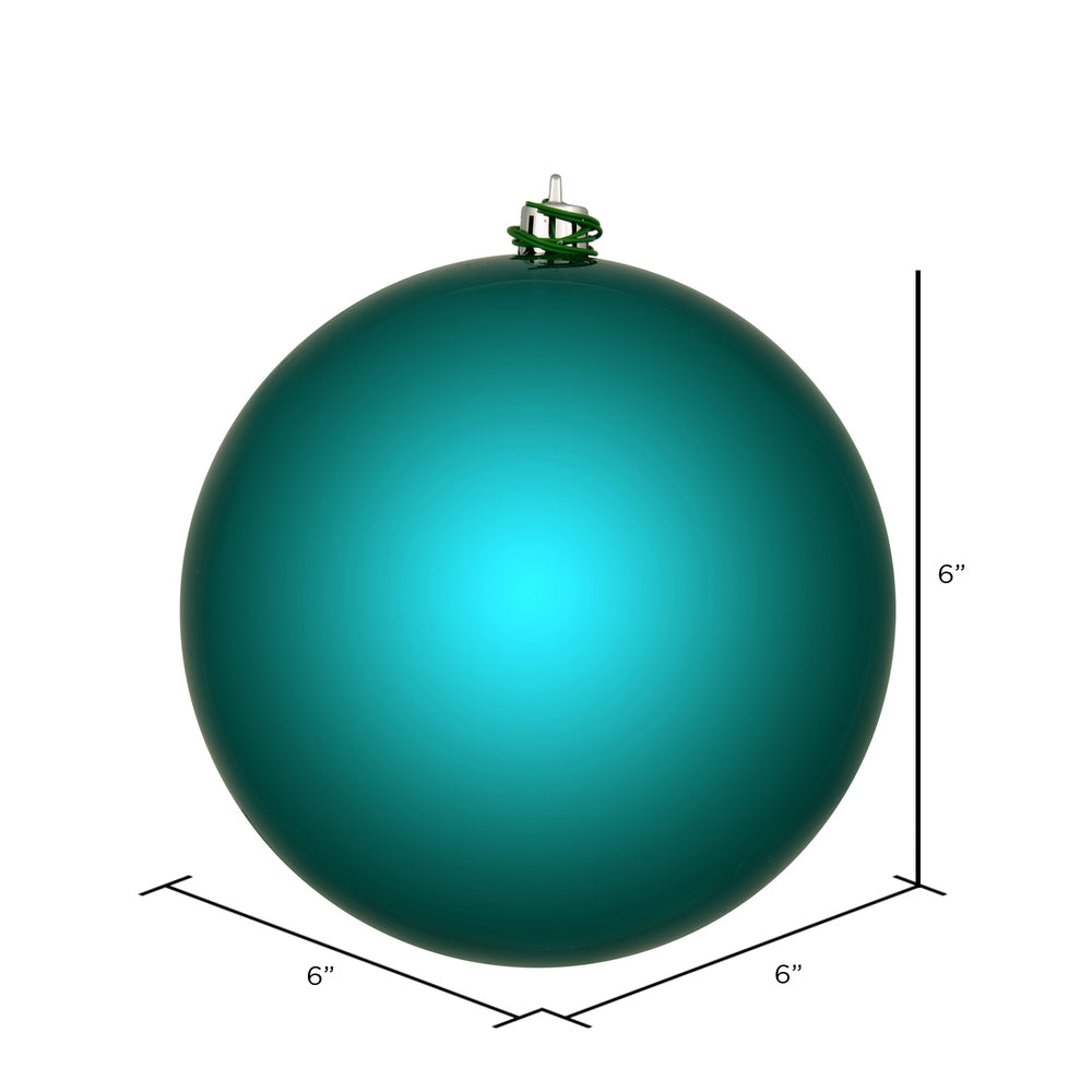 Vickerman 6" Dark Teal Shiny Ball Ornament 4 per Bag