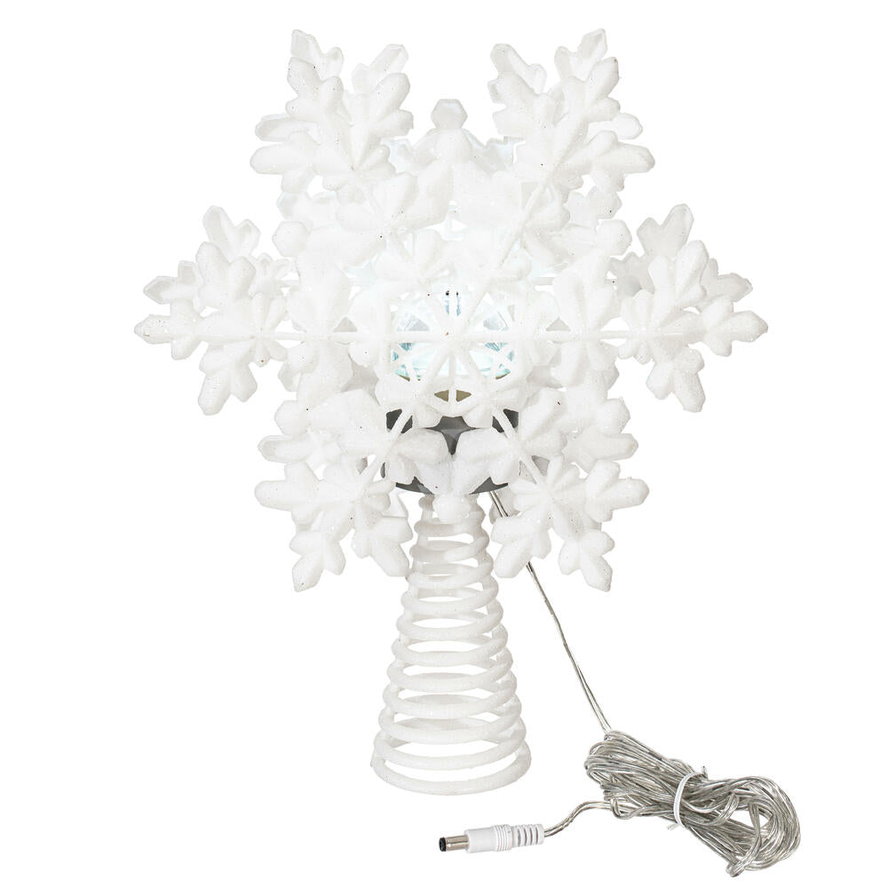 Vickerman 11.5" LED White 6 Point Snowflake Tree Top Pure White Motion Light Cast.