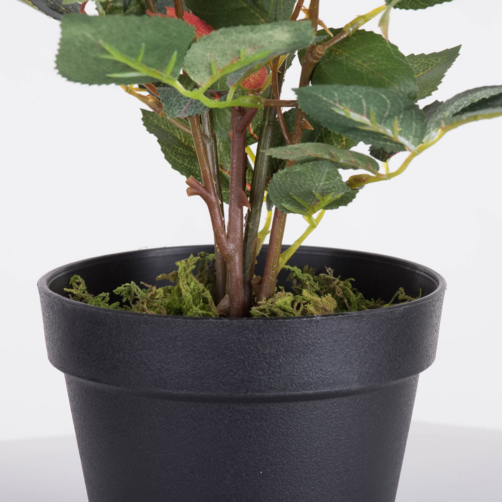 Vickerman 21" Artificial Red Rose Plant in Pot.