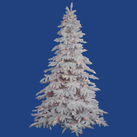 Vickerman 4.5' Flocked White Spruce Artificial Christmas Tree Multi-Colored LED Lights