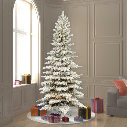 Vickerman 7.5' x 43" Flocked Stratton Pine Artificial Christmas Tree Low Voltage LED Warm White Wide Angle 3mm Lights