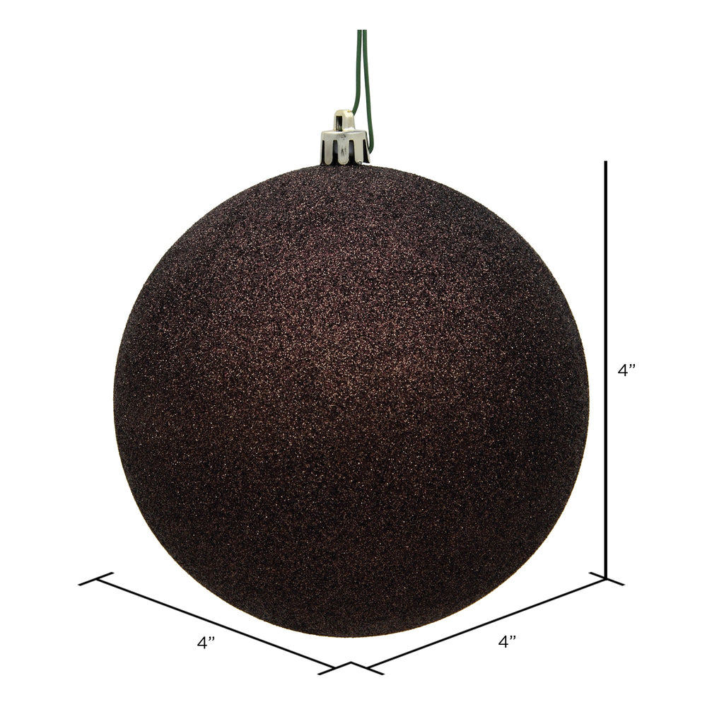 Vickerman 4" Chocolate Glitter Ball Ornament 6 per Bag