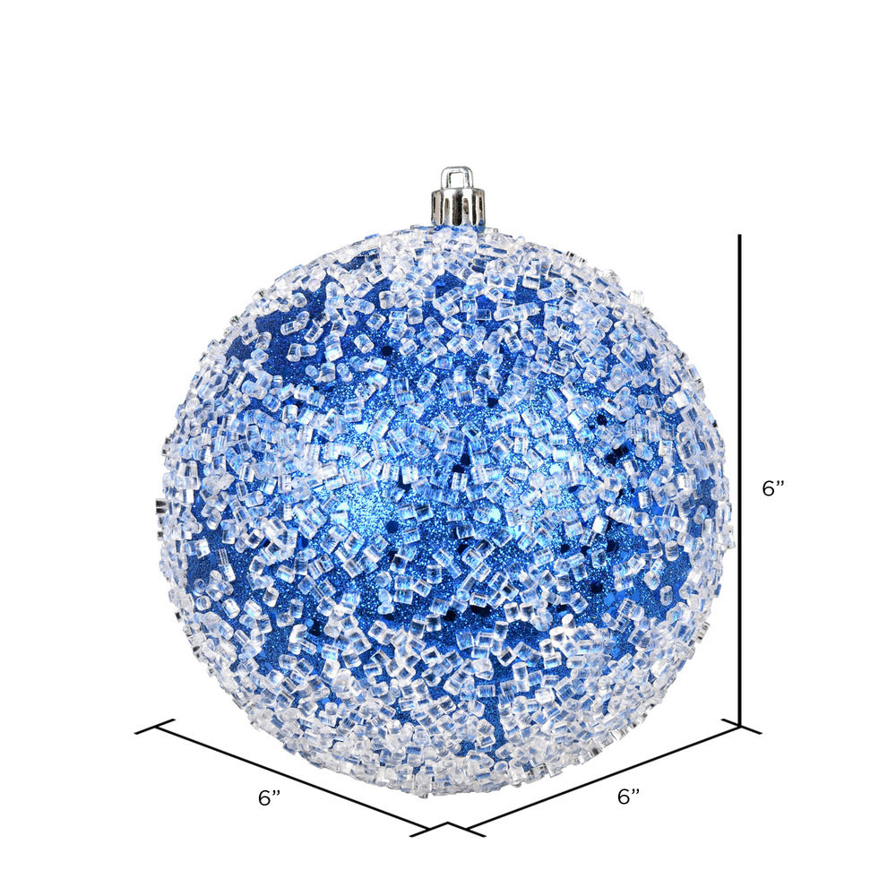 Vickerman 6" Blue Glitter Hail Ball Ornament 4 per Bag