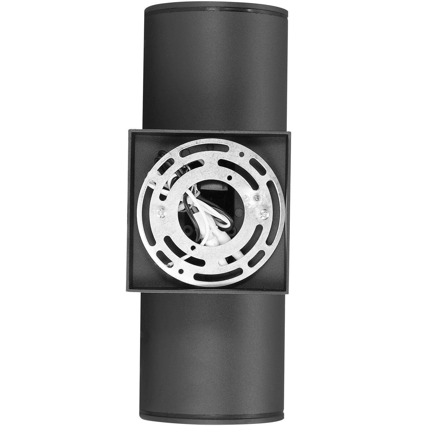 ASD Lighting BULB Round Outdoor Wall Cylinder with Photocell, Up or Downlight Fixture, 120V, 60W Max, 7.88", 50°, Black Finish, 2Pack