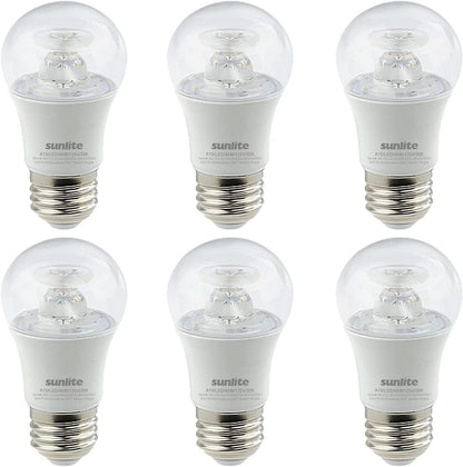 Sunlite LED A15 Appliance Clear Light Bulb, 6 Watts (40W Equivalent), 450 Lumens, Medium Base (E26), 90 CRI, Dimmable, ETL Listed, Ceiling Fan, 3000K Warm White, 6 Count