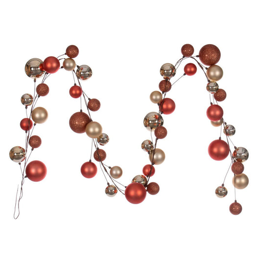 Vickerman 10' Champagne Assorted Finish Branch Ball Ornament Garland.