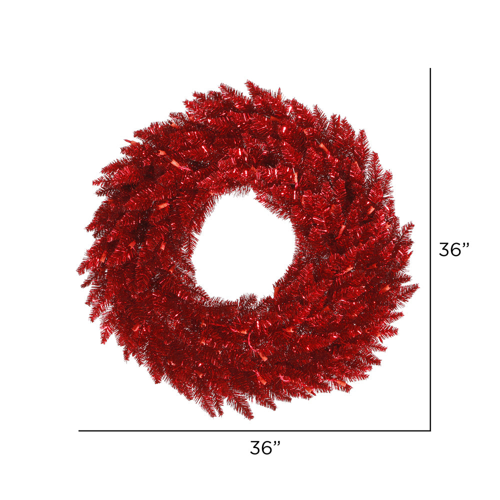 Vickerman 36" Tinsel Red Fir Artificial Christmas Wreath Unlit