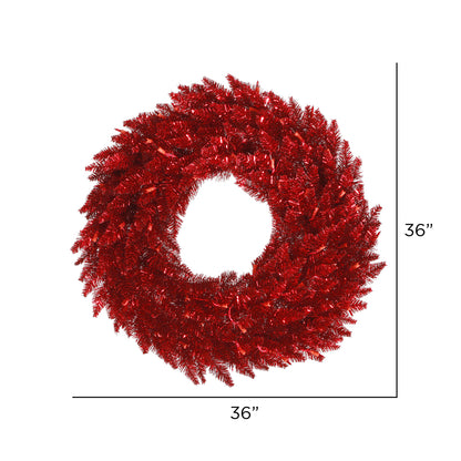 Vickerman 36" Tinsel Red Fir Artificial Christmas Wreath Unlit