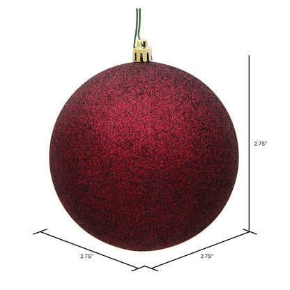 Vickerman 2.75" Burgundy Glitter Ball Ornament 12 per Bag