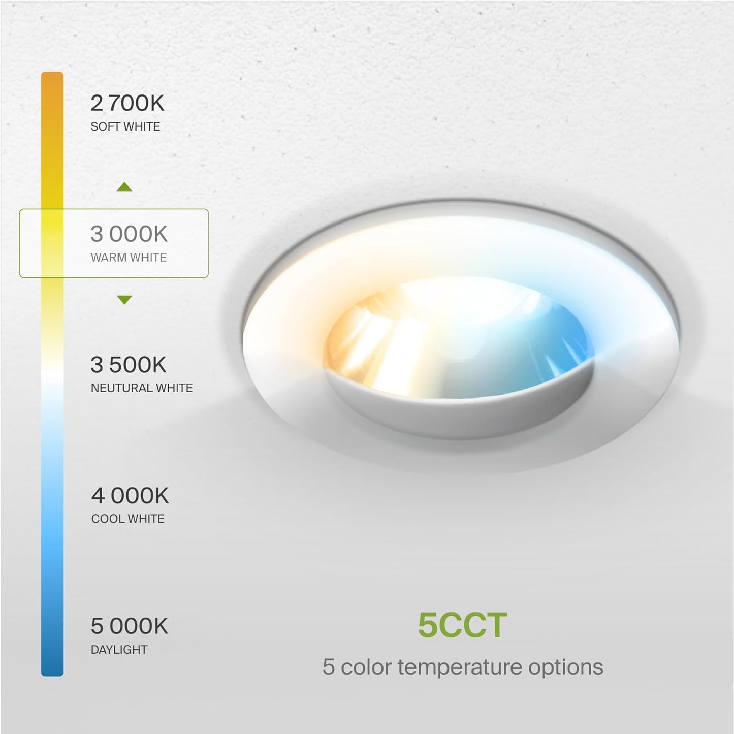 ASD Lighting LED Downlight Round 2inch 8W 120V Triac 2700/3000/3500/4000/5000K Wall Wash Trim White ETL