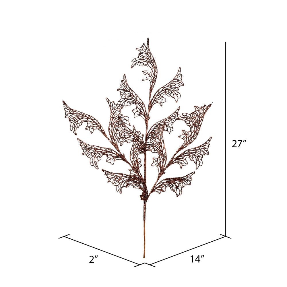 Vickerman 27" Chocolate Glitter Coral Bells Leaf Lace Artificial Christmas Spray. Includes 12 sprays per pack.
