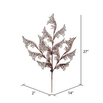 Vickerman 27" Chocolate Glitter Coral Bells Leaf Lace Artificial Christmas Spray. Includes 12 sprays per pack.