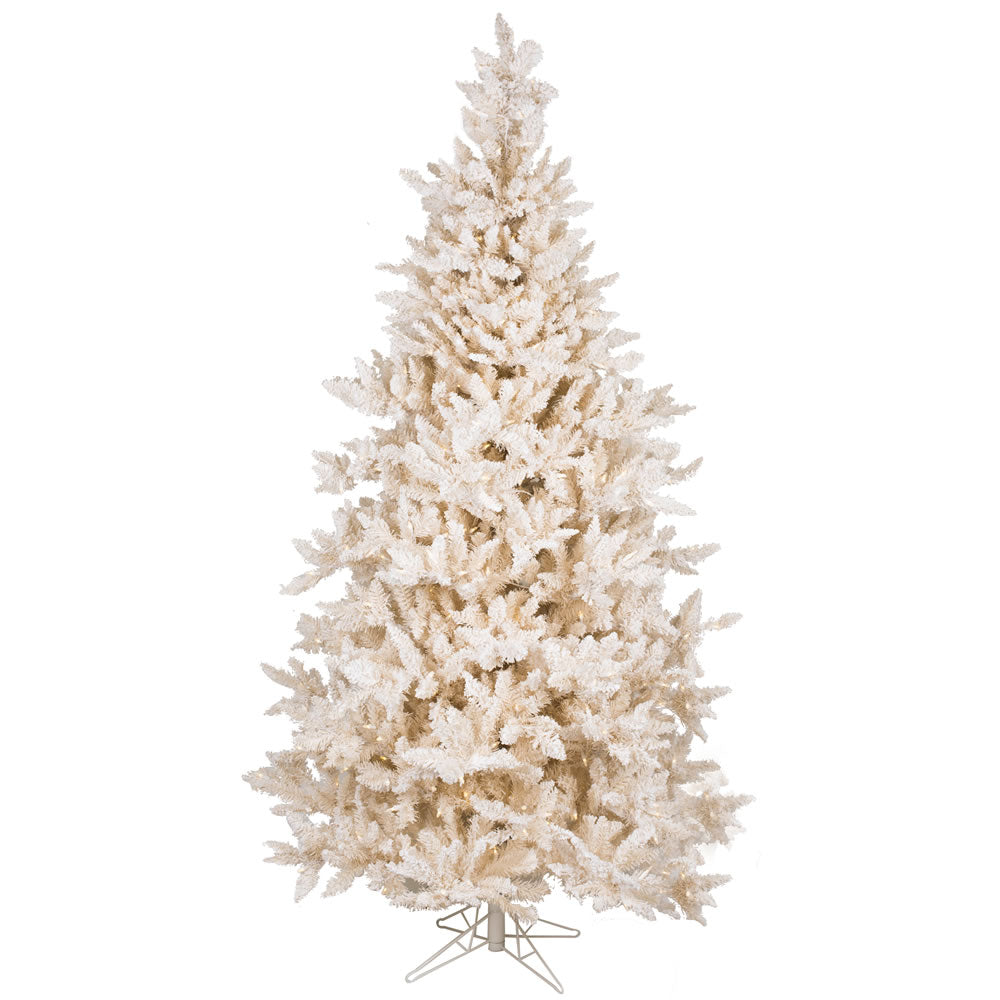 Vickerman 7.5' Flocked Vintage Fir Artificial Christmas Tree Warm White LED Lights