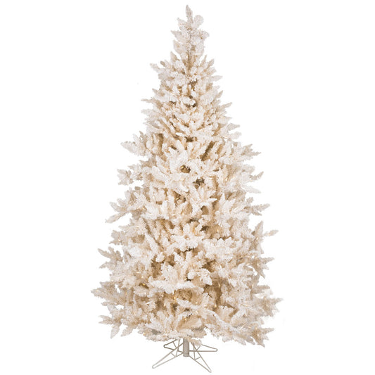 Vickerman 7.5' Flocked Vintage Fir Artificial Christmas Tree Warm White LED Lights