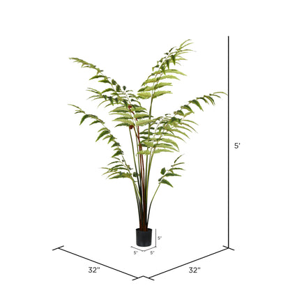 Vickerman 5' Artificial Potted Leather Fern.