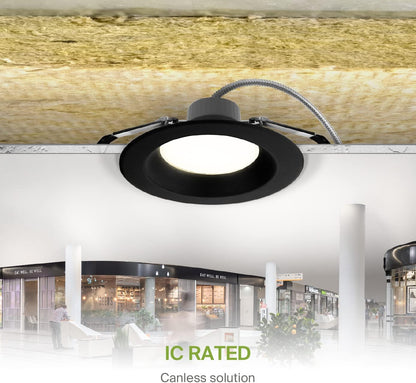 ASD Lighting LED Commercial Downlight 8inch 12/20/30W 120-277V 0-10V Dimmable 2700/3000/3500/4000/5000K Black UL ES