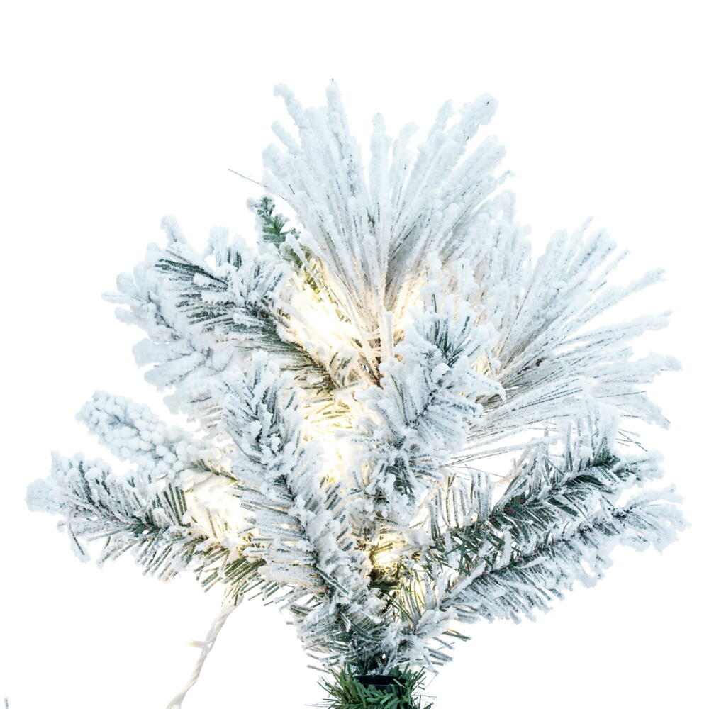 Vickerman 9' x 44" Flocked Atka Pencil Artificial Christmas tree Warm White LED Lights.