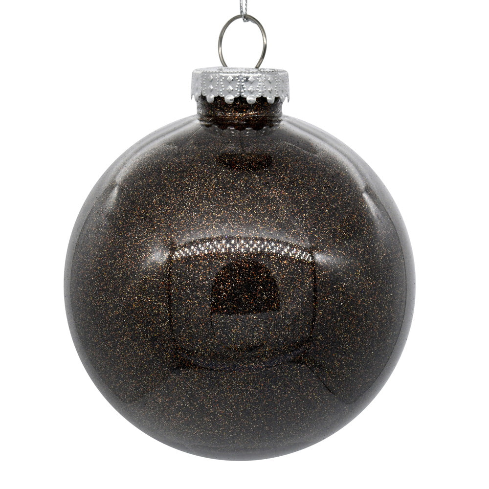 Vickerman 6" Clear Ball Christmas Ornament with Chocolate Glitter Interior 4 Pieces per bag