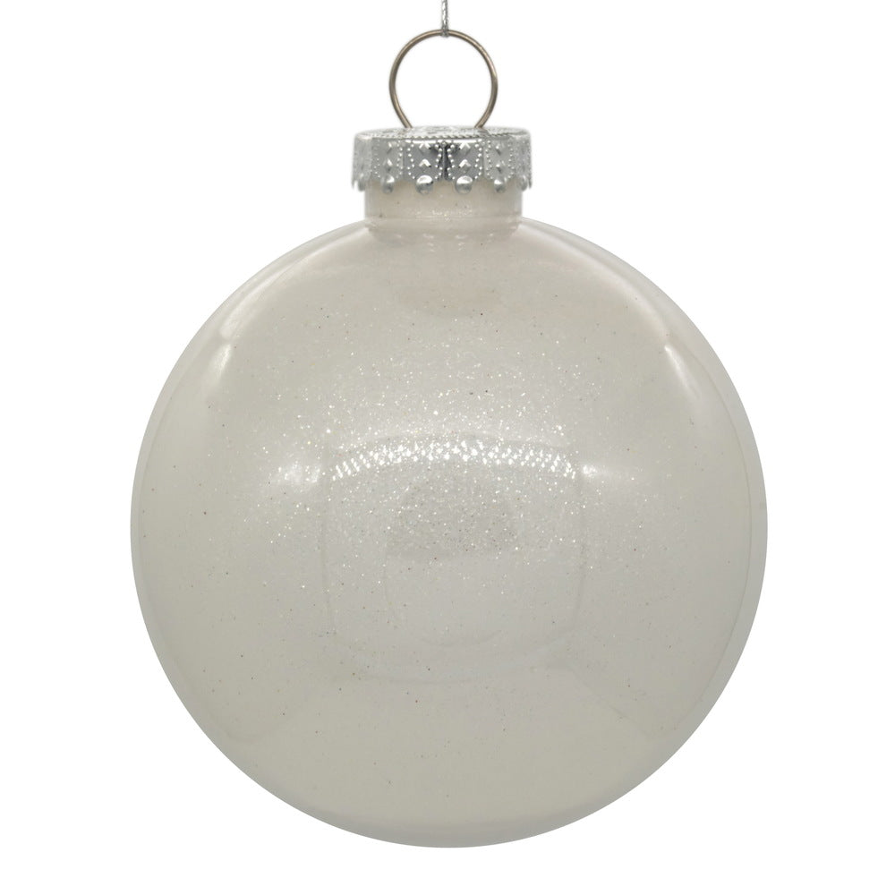 Vickerman 4.75" Clear Ball Christmas Ornament with White Glitter Interior 4 Pieces per bag