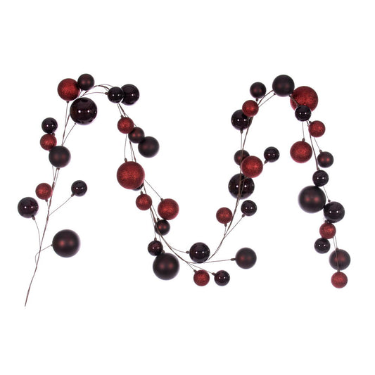Vickerman 10' Burgundy Assorted Finish Branch Ball Ornament Garland.