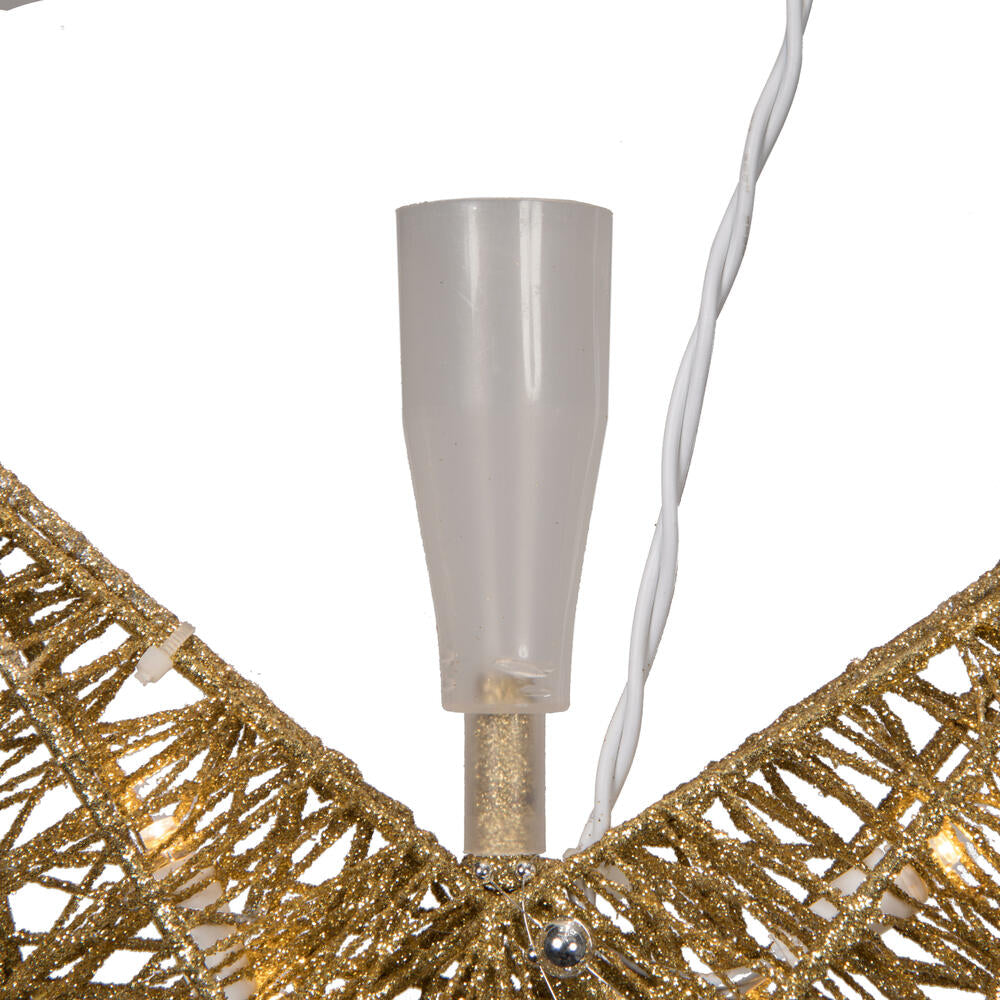 Vickerman 10 Light x 12.5" LED Gold 5 Point Star Tree Top with Warm White LED Mini Lights.
