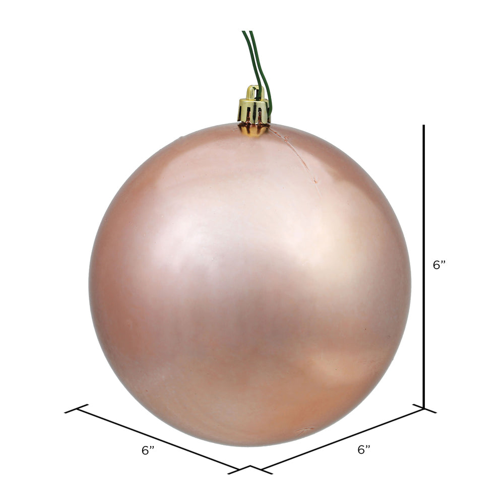 Vickerman 6" Rose Gold Shiny Ball Ornament 4 per Bag