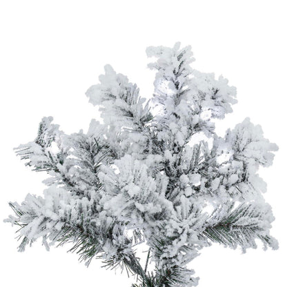 Vickerman 7.5' Flocked Alaskan Pine Artificial Christmas Tree Pure White Single Mold  LED  lights