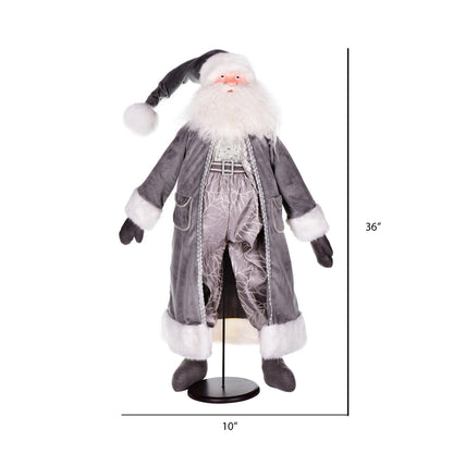 Vickerman 36" Silver Sleigh Bells Santa Doll with Stand