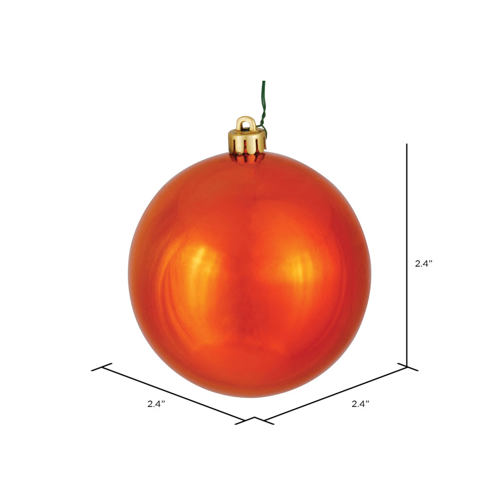 Vickerman 2.4" Burnished Orange Shiny Ball Ornament 24 per Bag