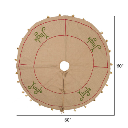 Vickerman Decorative 60" Burlap Jingle Collection Christmas Tree Skirt