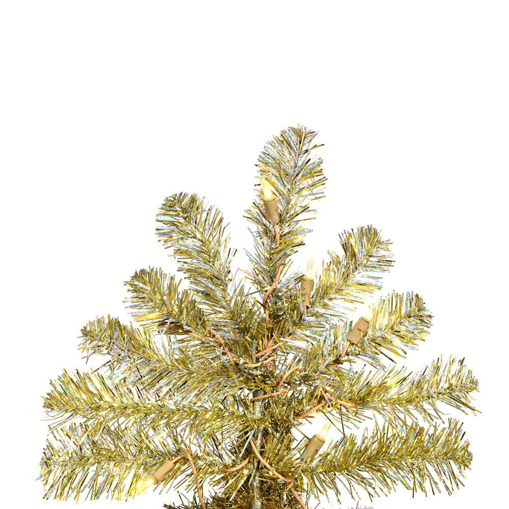 Vickerman 7.5' Champagne Upside Down Artificial Christmas Tree Warm White Dura-lit LED Lights