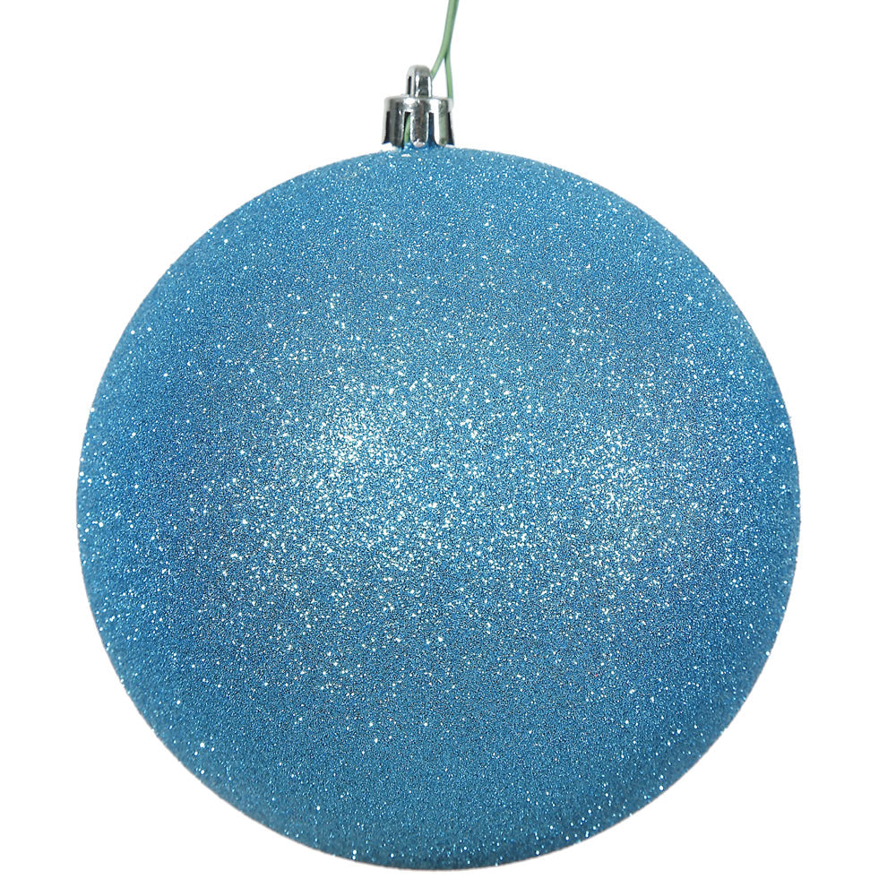Vickerman 6" Turquoise Glitter Ball Ornament 4 per Bag