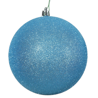 Vickerman 6" Turquoise Glitter Ball Ornament 4 per Bag