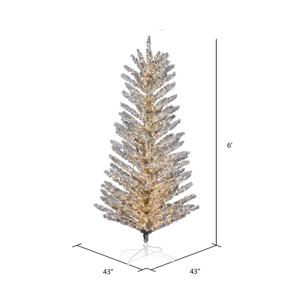 Vickerman 6' x 43" Vintage Aluminum Tree Warm White Low Voltage LED 3mm Lights.