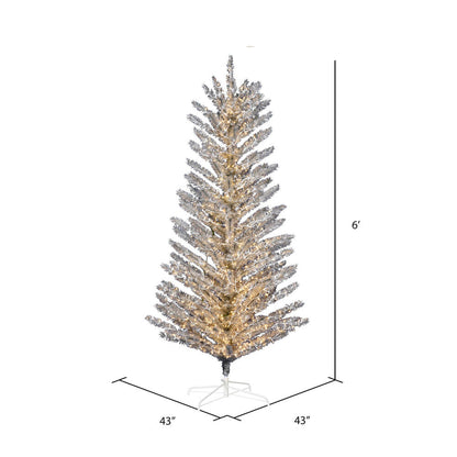 Vickerman 6' x 43" Vintage Aluminum Tree Warm White Low Voltage LED 3mm Lights.