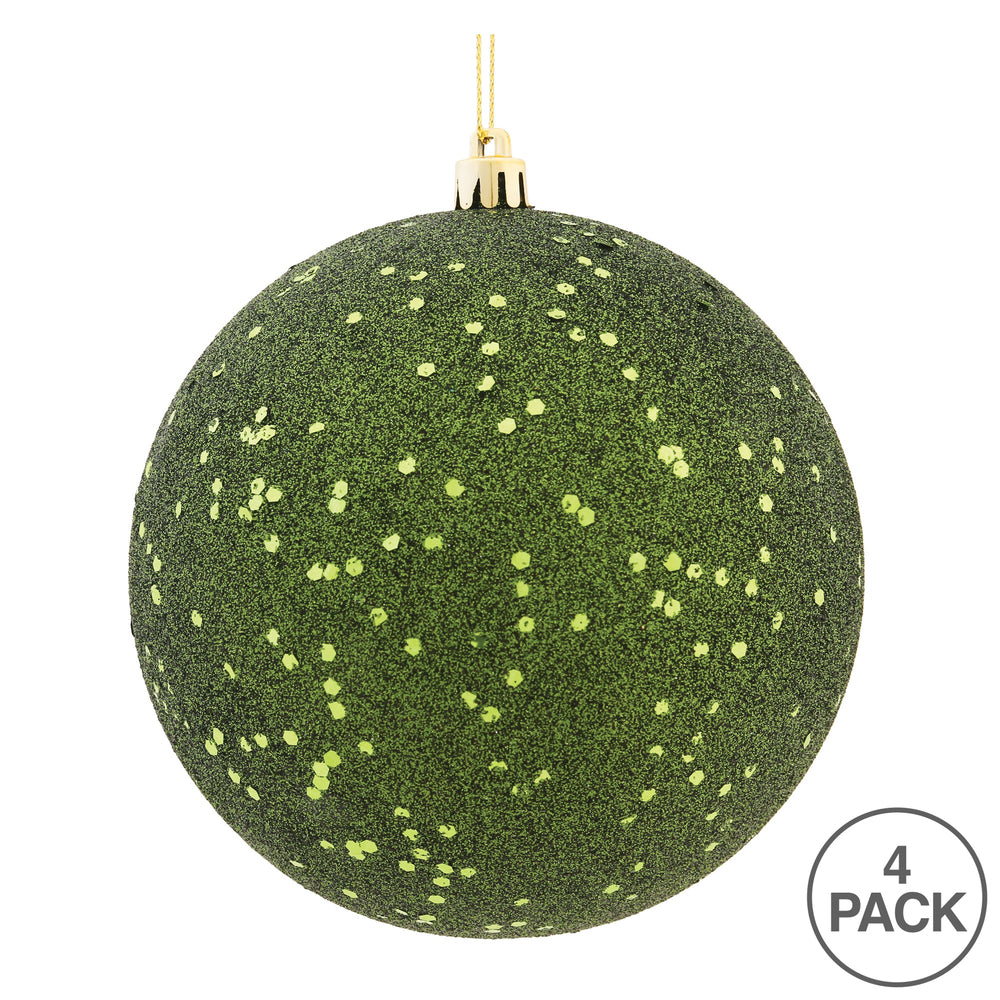Vickerman 6" Moss Green Sequin Ball Ornament 4 per Bag