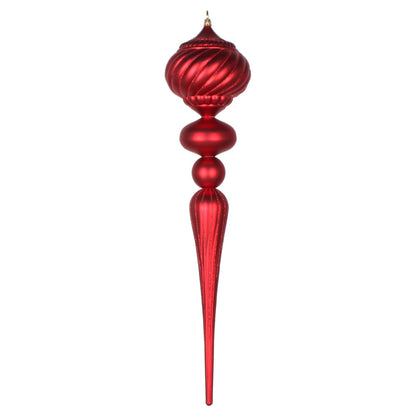 Vickerman 27" Red Matte Onion Finial Ornament with Glitter Accents