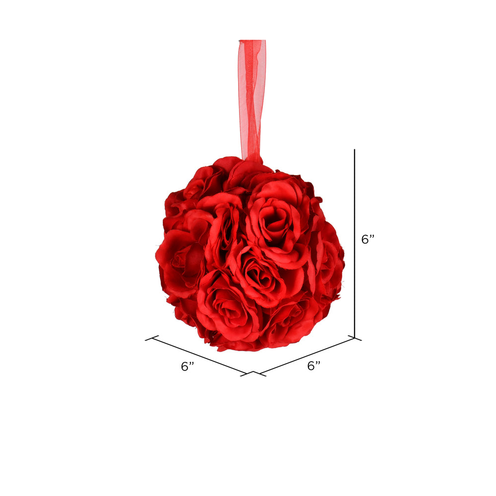 Vickerman 6" Artificial Red Rose Ball Pack of 2