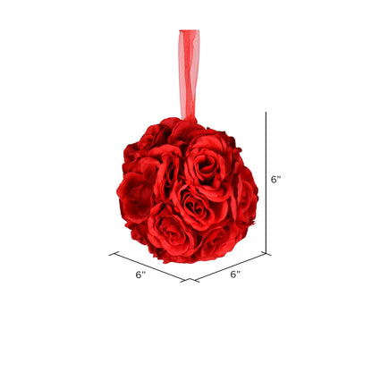 Vickerman 6" Artificial Red Rose Ball Pack of 2