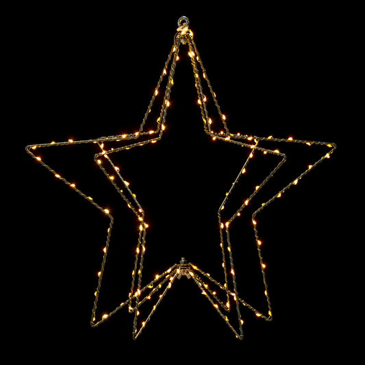 Vickerman 180 lights x 18" Warm White Twinkle LED Five Point Star Steel Wire Silhouette Light.