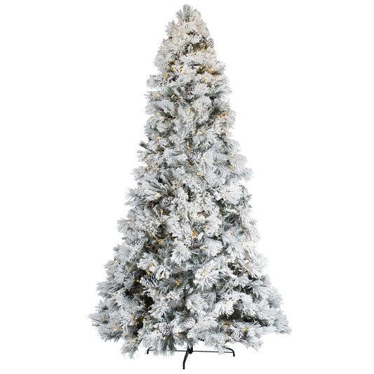 Vickerman 9' x 59" Flocked Atka Slim Half Christmas Tree Dura-Lit® LED Warm White Mini Lights.