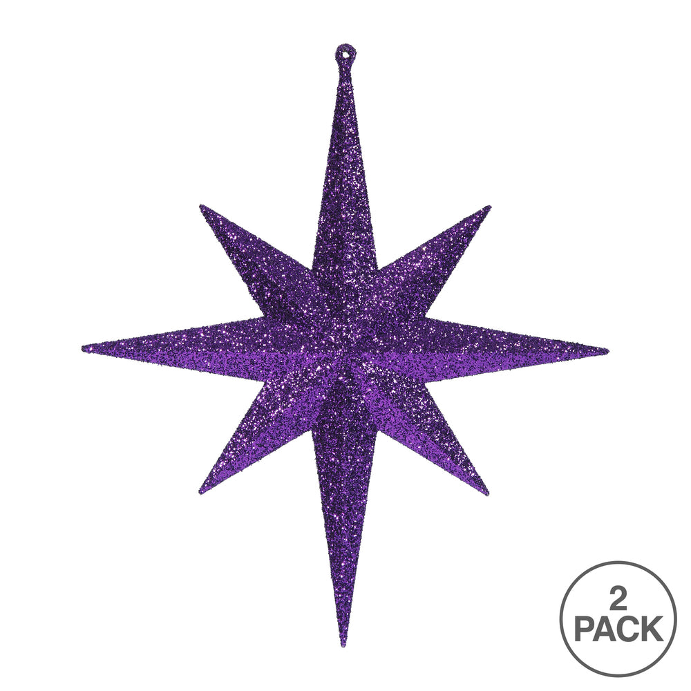 Vickerman 12" Purple Iridescent Glitter Bethlehem Star Christmas Ornament 2 per Box