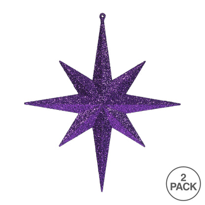 Vickerman 12" Purple Iridescent Glitter Bethlehem Star Christmas Ornament 2 per Box