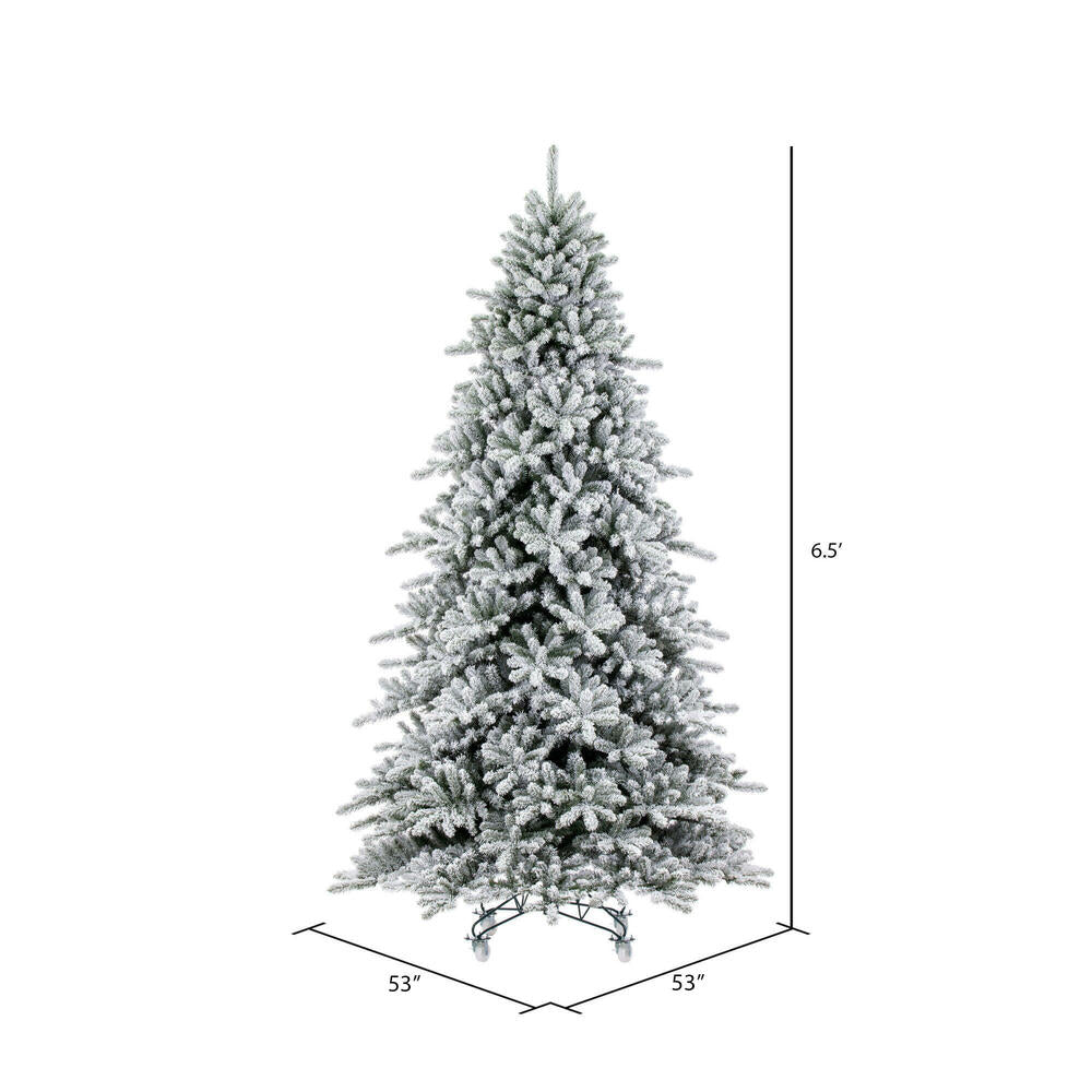 Vickerman 6.5' x 53" Flocked Bavarian Pine Artificial Unlit Christmas Tree.