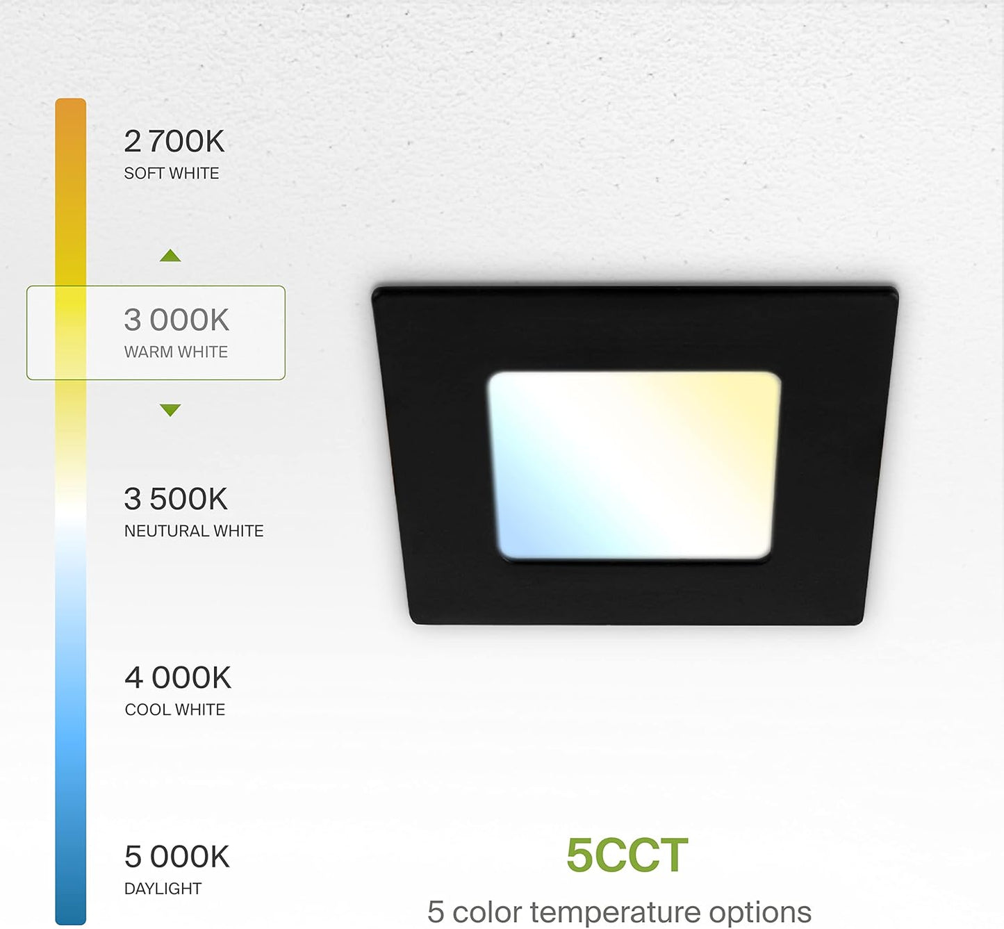 ASD Lighting LED Recessed Mini Panel Square 3inch 6W 120V Triac 2700/3000/3500/4000/5000K Black UL Energy Star 6 pack